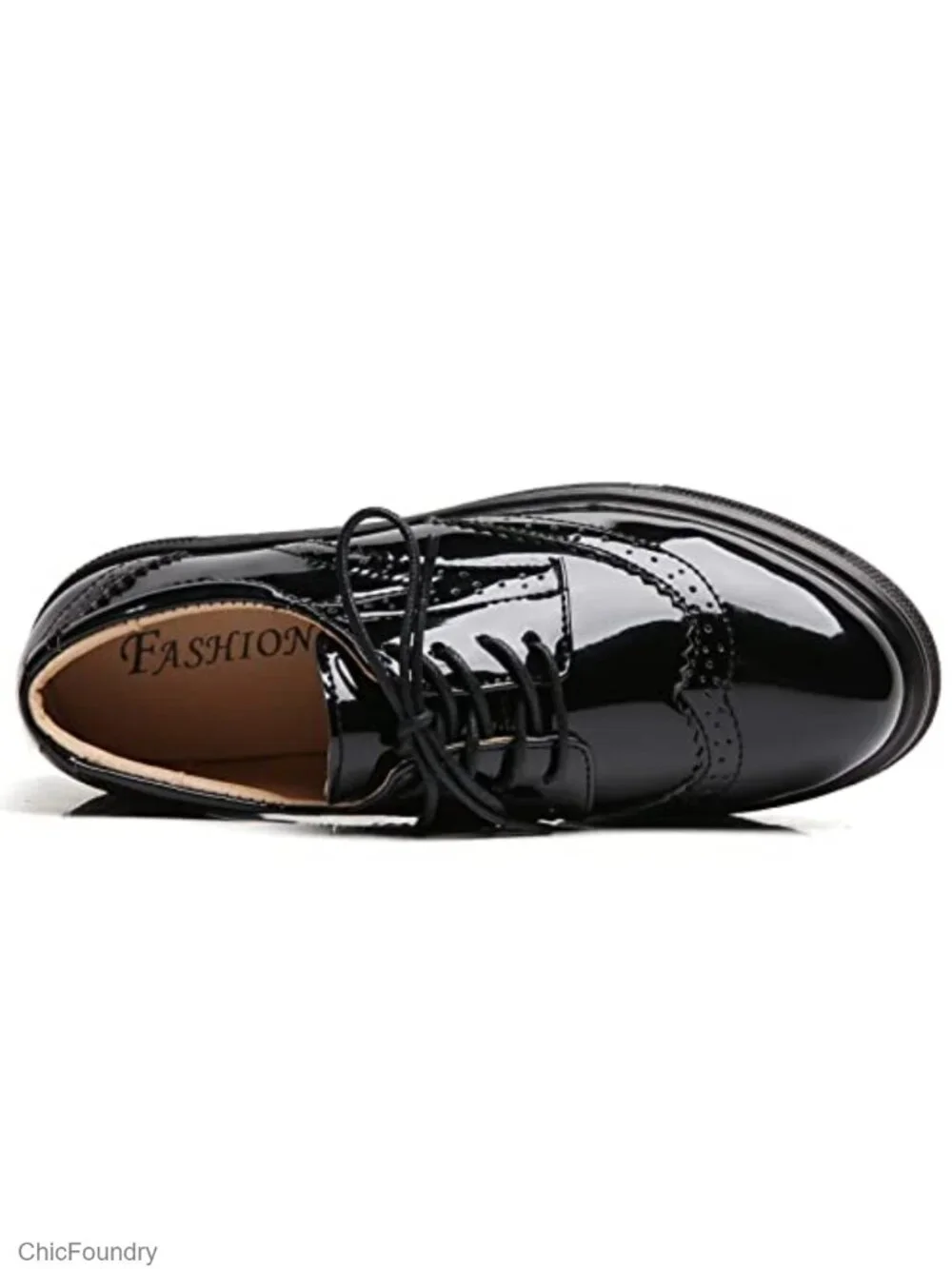 Women's Platform Lace-Up Oxford Shoes Water Resistant Leather Wingtips Brogues